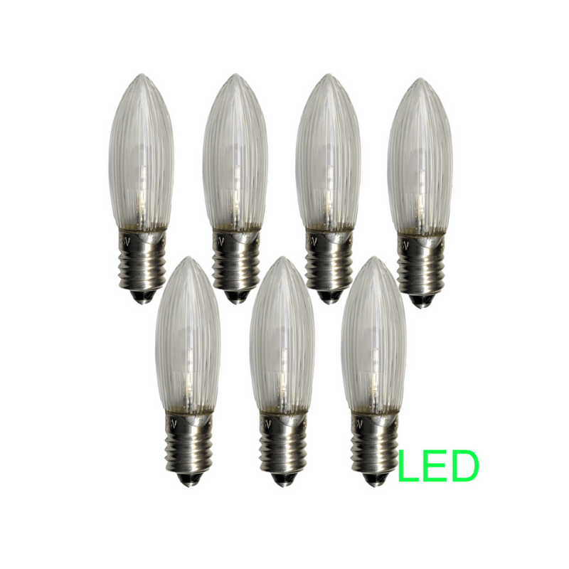 LED Ersatzleuchtmittel für Fensterleuchter - E10 - 0,2W - warmweiß - klar - 10-55V - 7 Stück LED Ersatzleuchtmittel für Fensterleuchter - E10 - 0,2W - warmweiß - klar - 10-55V - 7 Stück