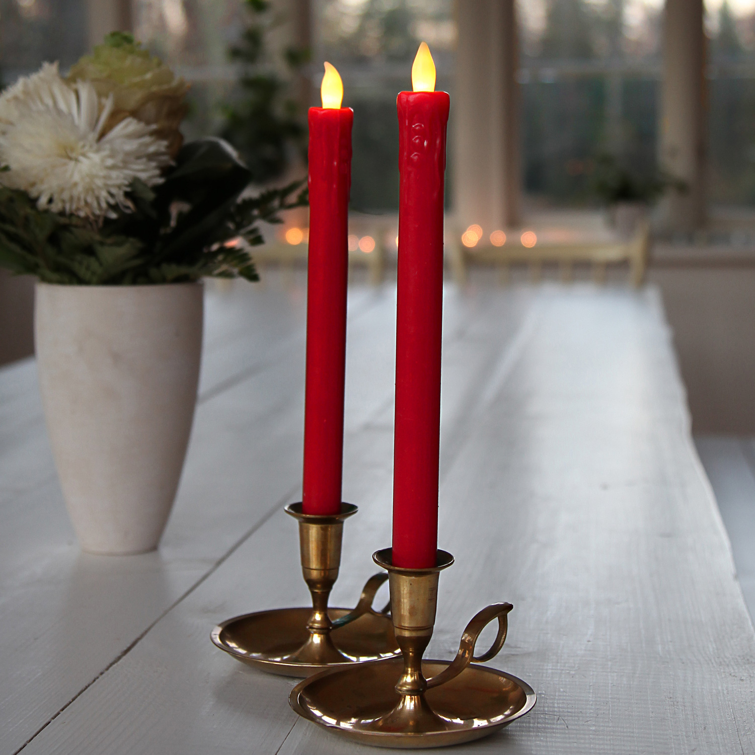 LED Stabkerze Presse -  Echtwachs - flackernde warmweiße LED - H: 25cm - rot - 2er Set LED Stabkerze Presse -  Echtwachs - flackernde warmweiße LED - H: 25cm - rot - 2er Set