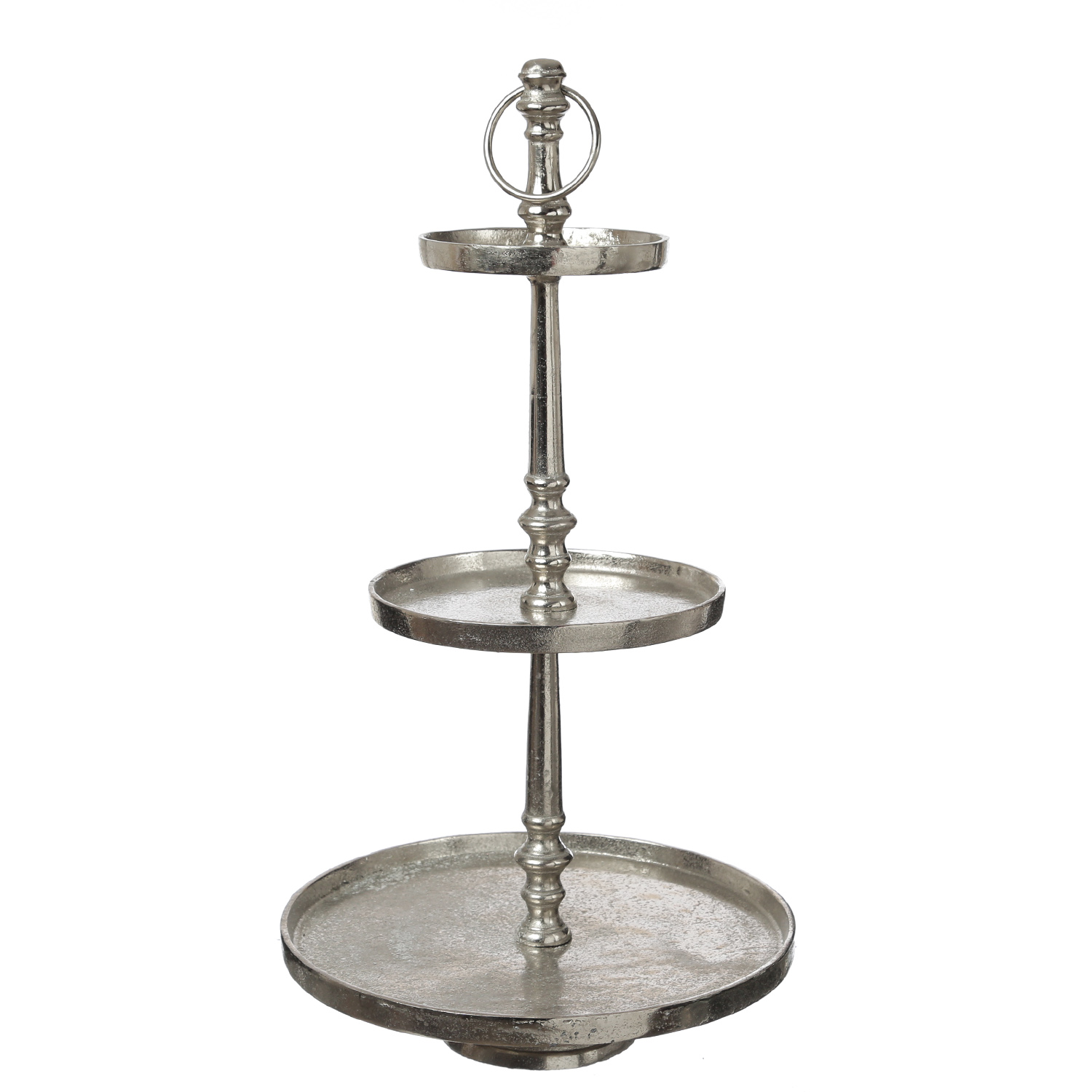 Etagere - Aluminium - 3 stöckige Servierplatte - H: 54cm - silber