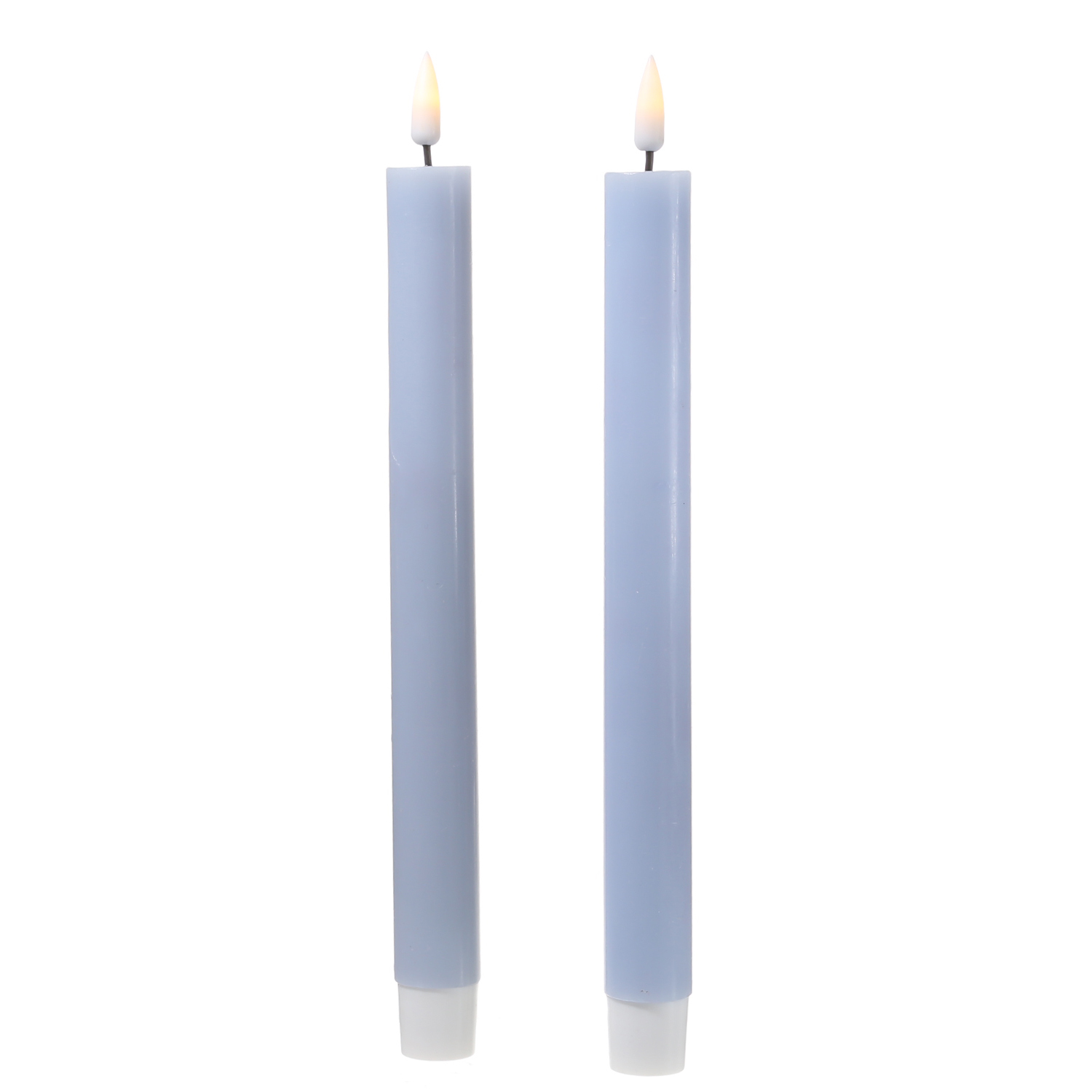 LED Stabkerzen MIA - Echtwachs - realistische 3D Flamme - H: 24cm - hellblau - 2 Stk