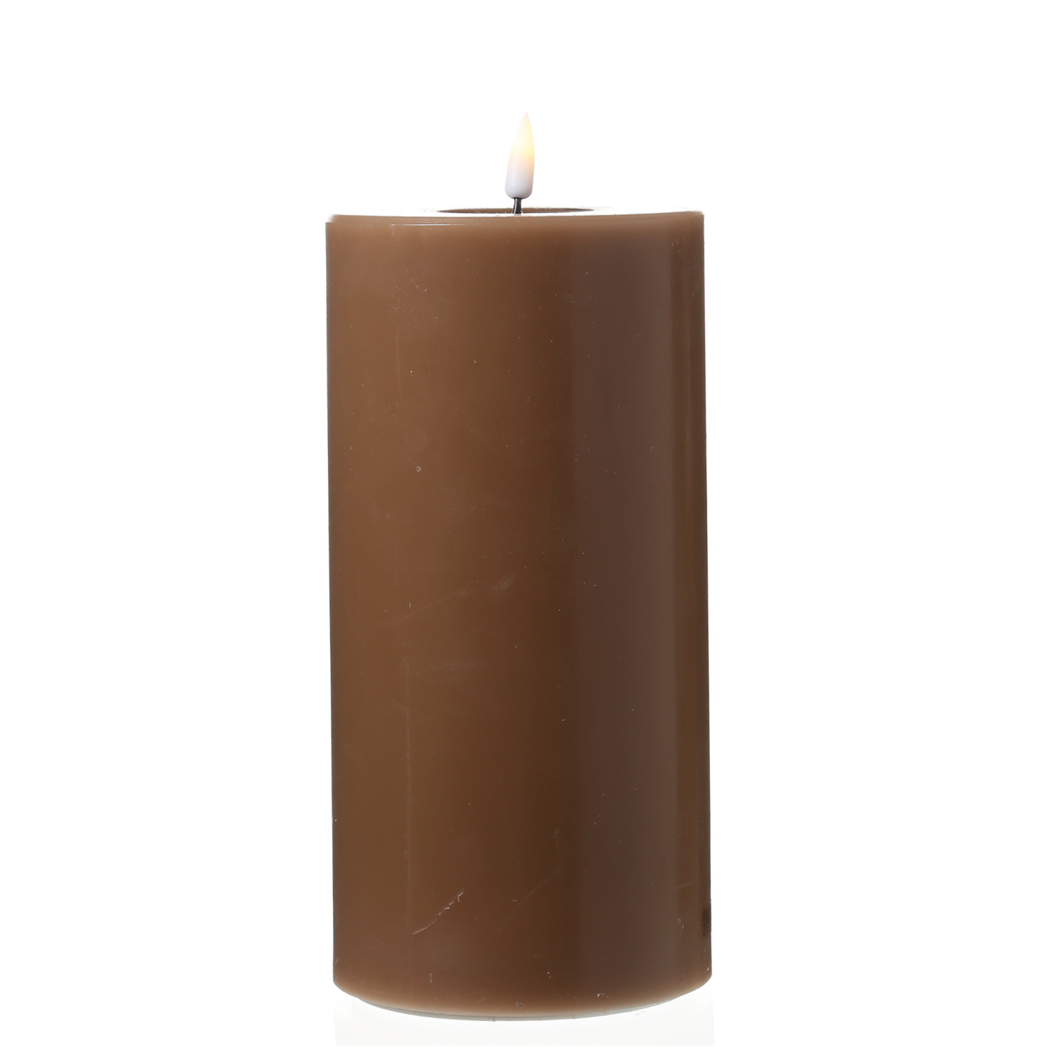 LED Stumpenkerze MIA - Echtwachs - realistische 3D Flamme - H: 20cm - D: 10cm - karamell