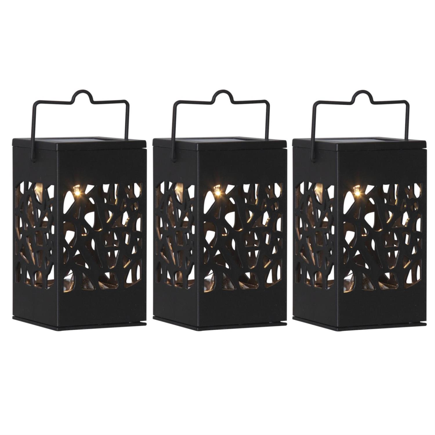 LED Solar Laternen Izola - zum Haengen o. Stellen - warmweisse LED - H- 11cm - Lichtsensor - 3er Set