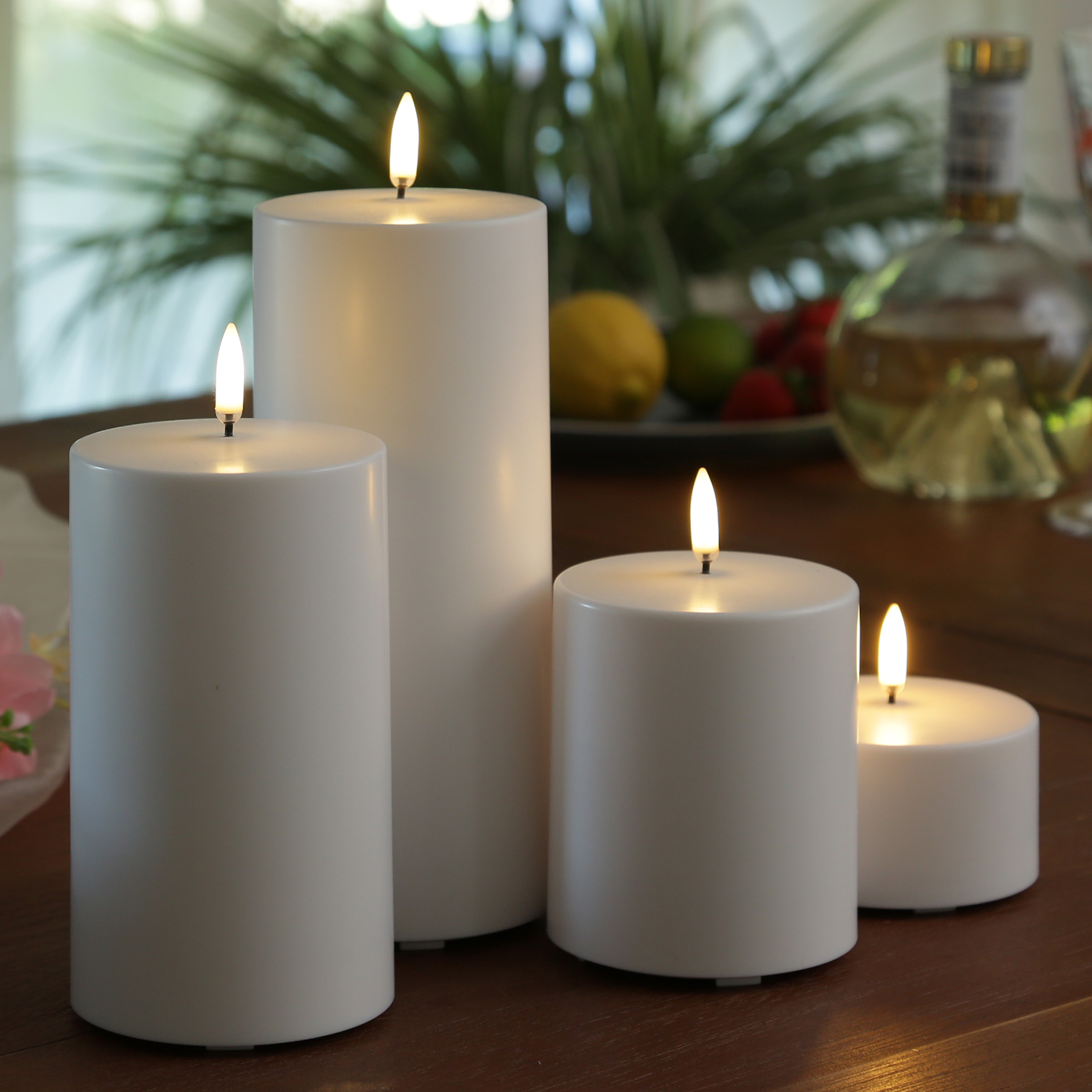 LED Kerze THEA - Kunststoff - Timer - H: 5cm - D: 8,4cm - bis zu 1000 Std.  - für Außen - weiß LED Kerze THEA - Kunststoff - Timer - H: 5cm - D: 8,4cm - bis zu 1000 Std.  - für Außen - weiß