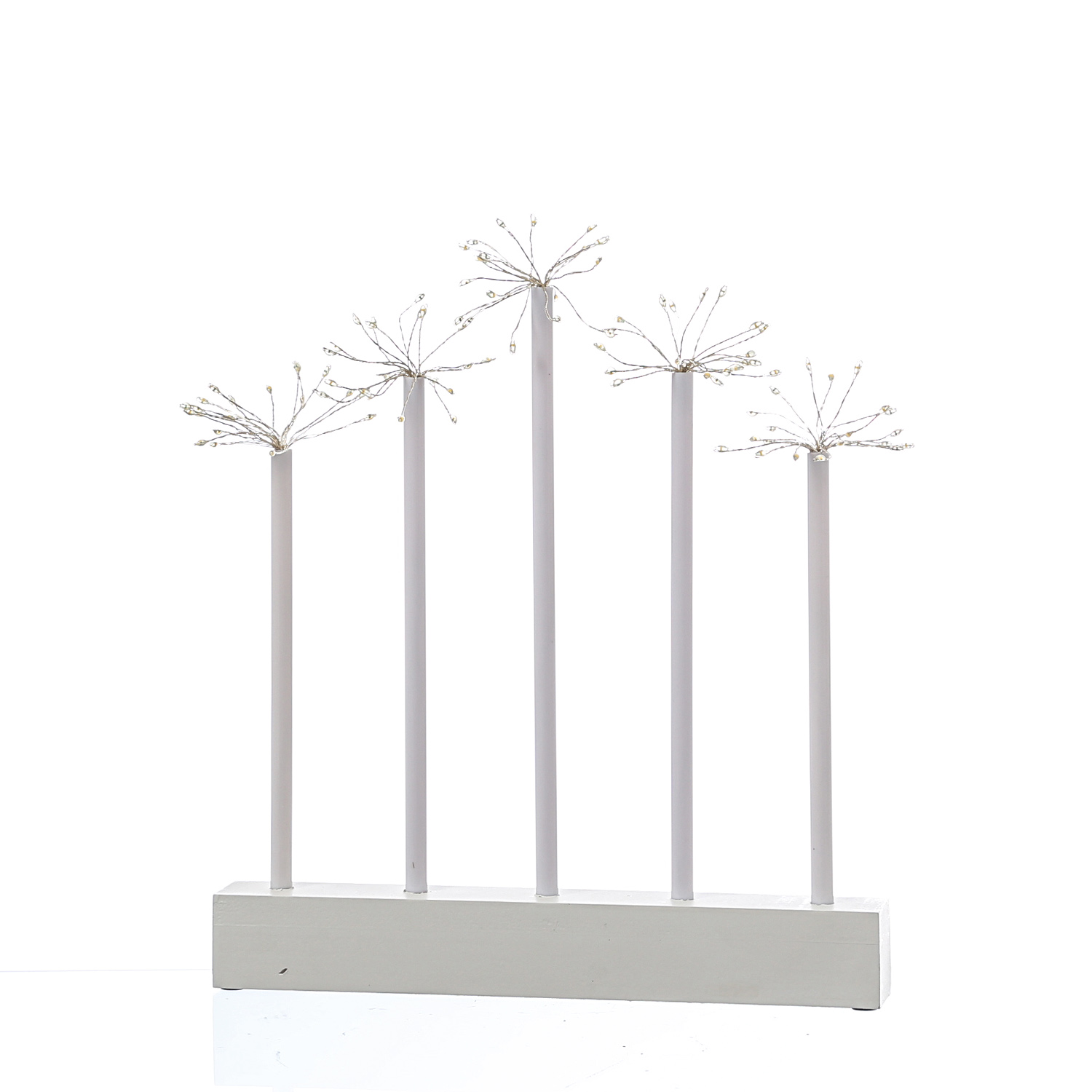 LED Fensterleuchter mit Sterneneffekt - 5 Stäbe mit je 20 warmweißen LED - L: 27cm - Batterie - weiß LED Fensterleuchter mit Sterneneffekt - 5 Stäbe mit je 20 warmweißen LED - L: 27cm - Batterie - weiß