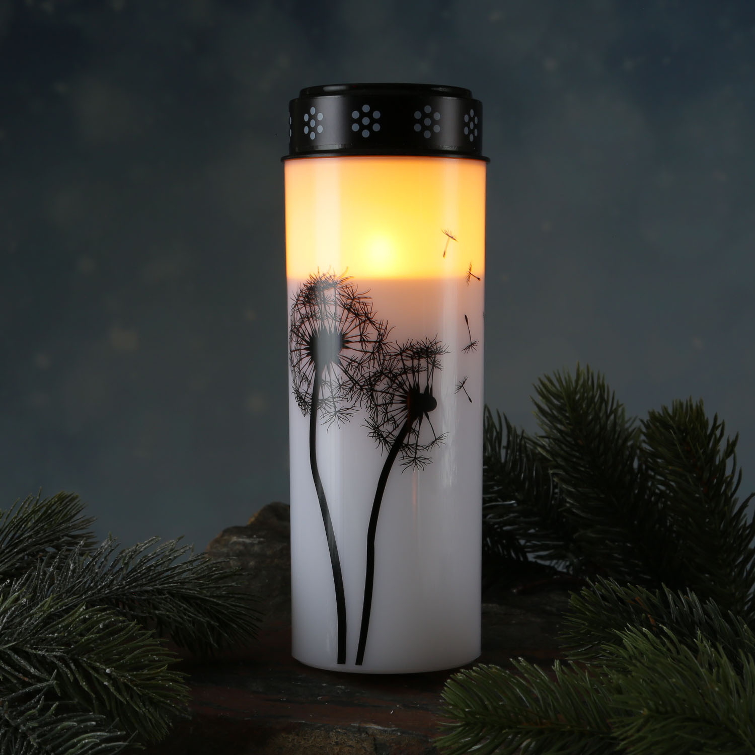 LED Grablichter/Grabkerzen Pusteblume - bis 2500 Stunden - H: 21cm, D: 7cm - Timer - 2er Set LED Grablichter/Grabkerzen Pusteblume - bis 2500 Stunden - H: 21cm, D: 7cm - Timer - 2er Set