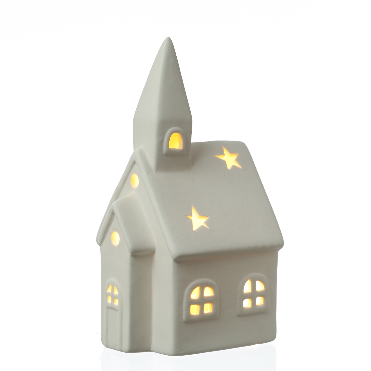 Teelichthalter Kirche - Teelichthaus - Porzellan - H: 19cm - weiß Teelichthalter Kirche - Teelichthaus - Porzellan - H: 19cm - weiß