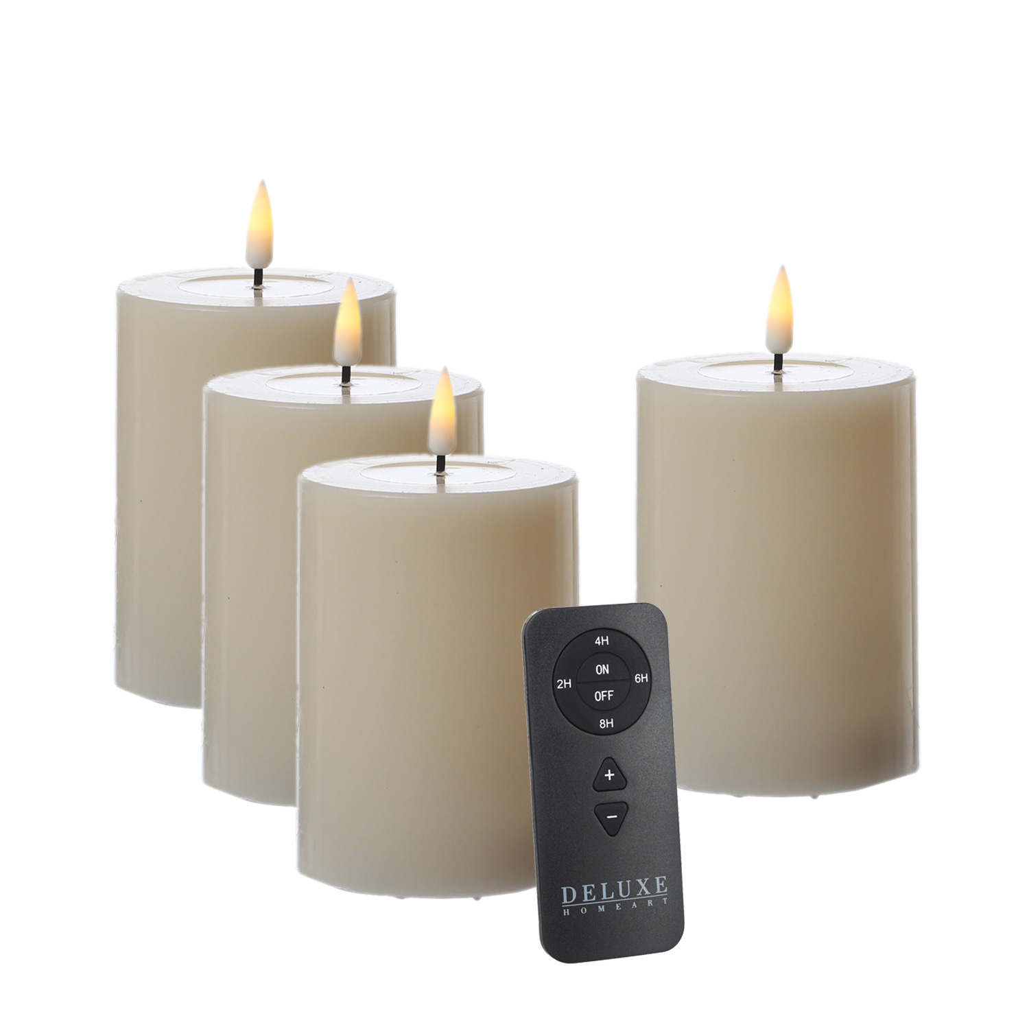 LED Kerzenset MIA - Echtwachs - H: 10cm/D: 7,5cm - mit Batterien/Fernbedienung - creme - 4er Set LED Kerzenset MIA - Echtwachs - H: 10cm/D: 7,5cm - mit Batterien/Fernbedienung - creme - 4er Set