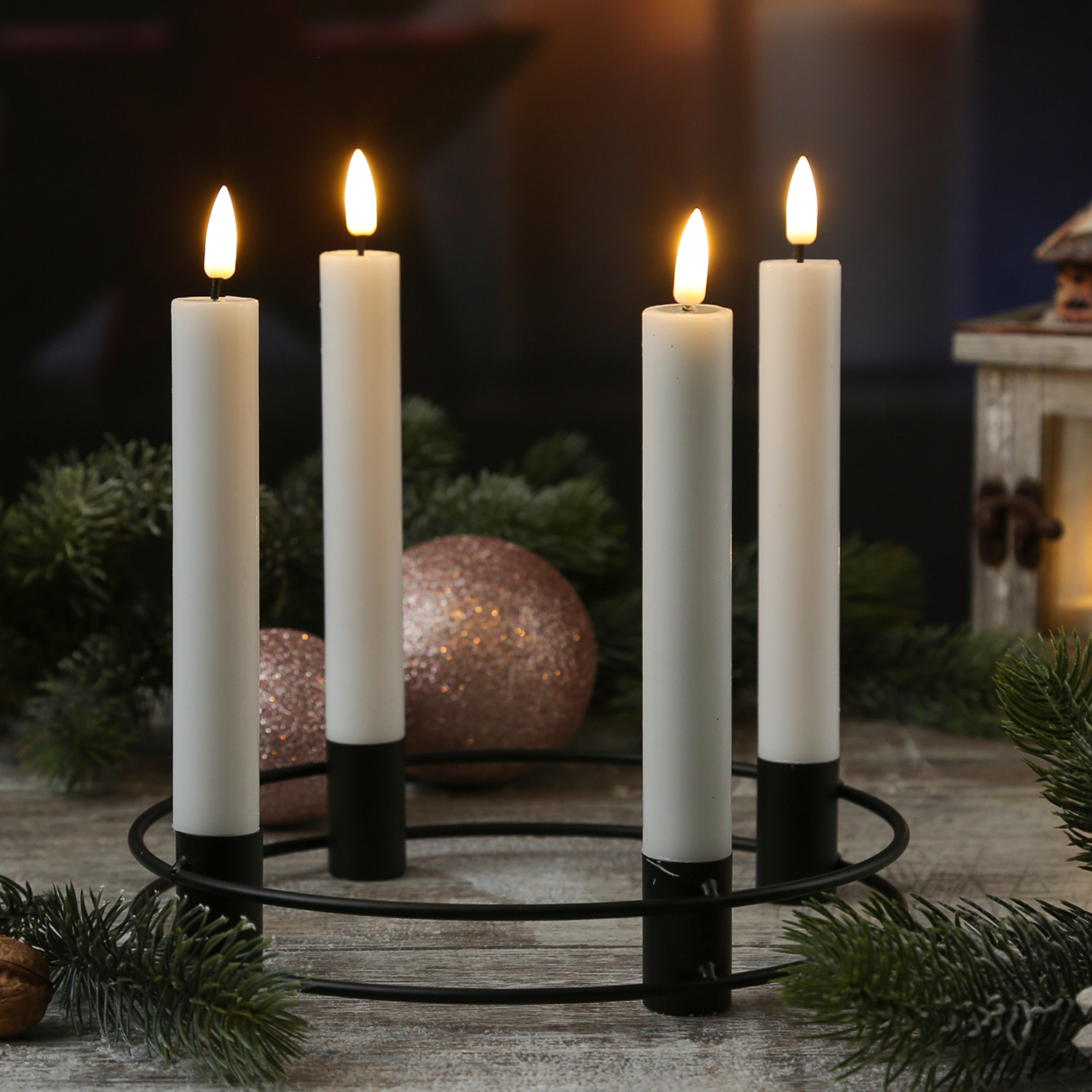 Stabkerzenhalter Adventskranz - Kerzenring - Kerzenständer - D: 20,5cm - schwarz