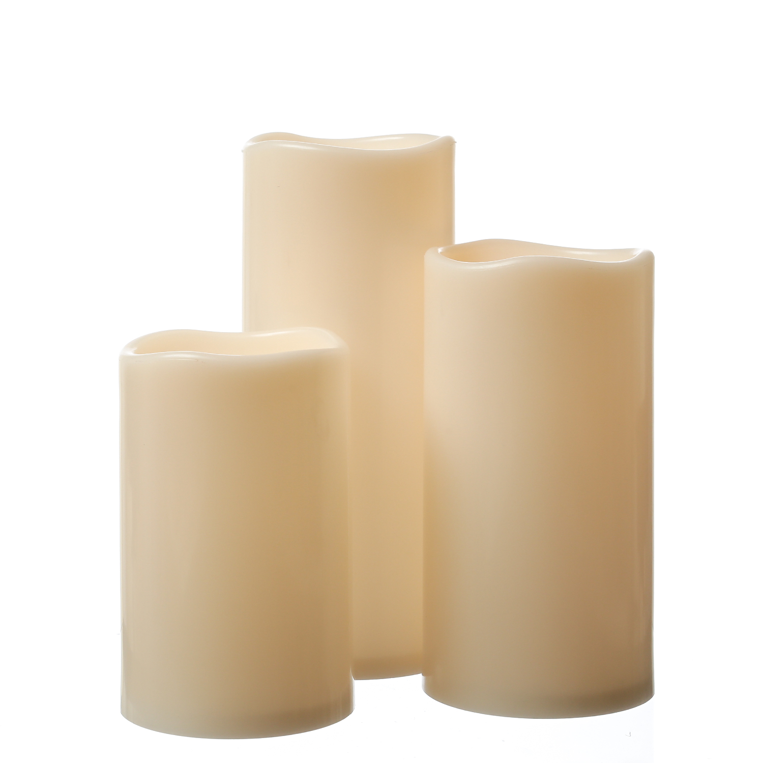 LED Kerzenset XXL - Kunststoff - 3 Größen - D: 12,5cm - Timer - für Außen - creme - 3er Set