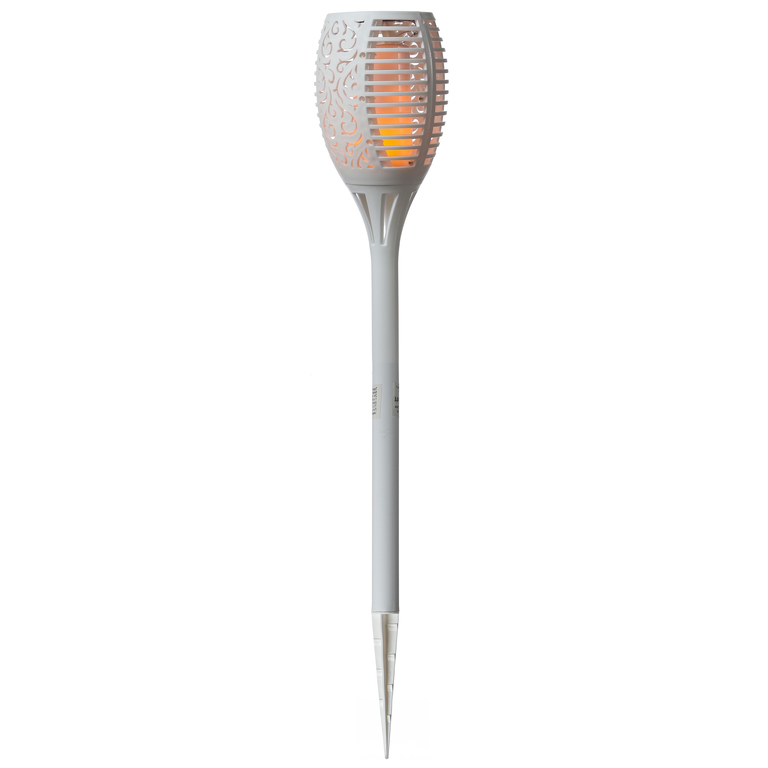 LED Solar Fackel FLAME - Gartenfackel - simulierter Flammeneffekt - H: 61,5cm - Lichtsensor - weiß