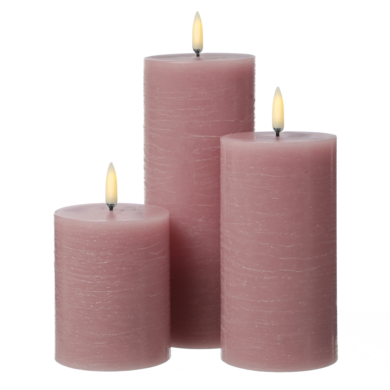 LED Kerze PIA - Rustik-Optik - Echtwachs - H: 20cm - D: 7,8cm - Timer - bis zu 1000 Std. - rosa LED Kerze PIA - Rustik-Optik - Echtwachs - H: 20cm - D: 7,8cm - Timer - bis zu 1000 Std. - rosa