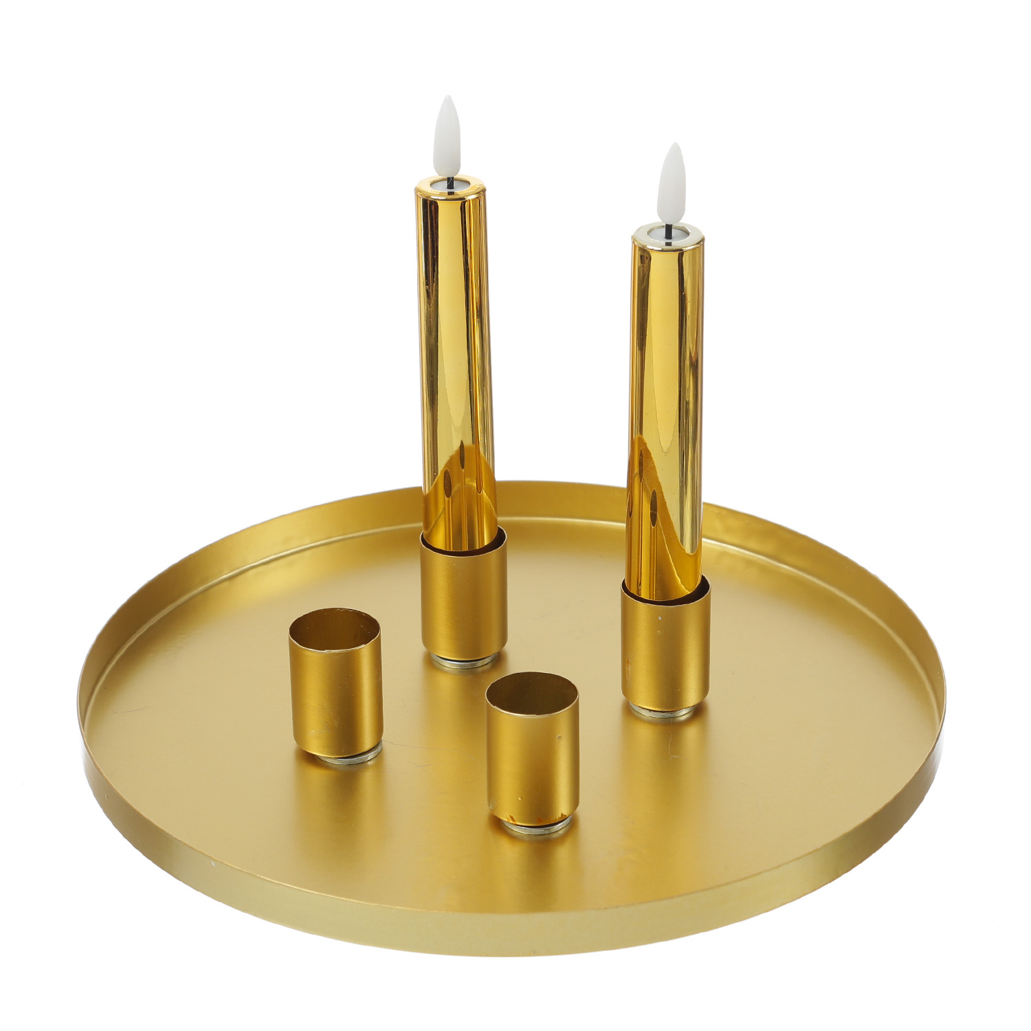 Stabkerzenhalter magnetisch - Kerzenständer für 4 Stabkerzen - Kerzentablett - D: 25cm - gold Stabkerzenhalter magnetisch - Kerzenständer für 4 Stabkerzen - Kerzentablett - D: 25cm - gold