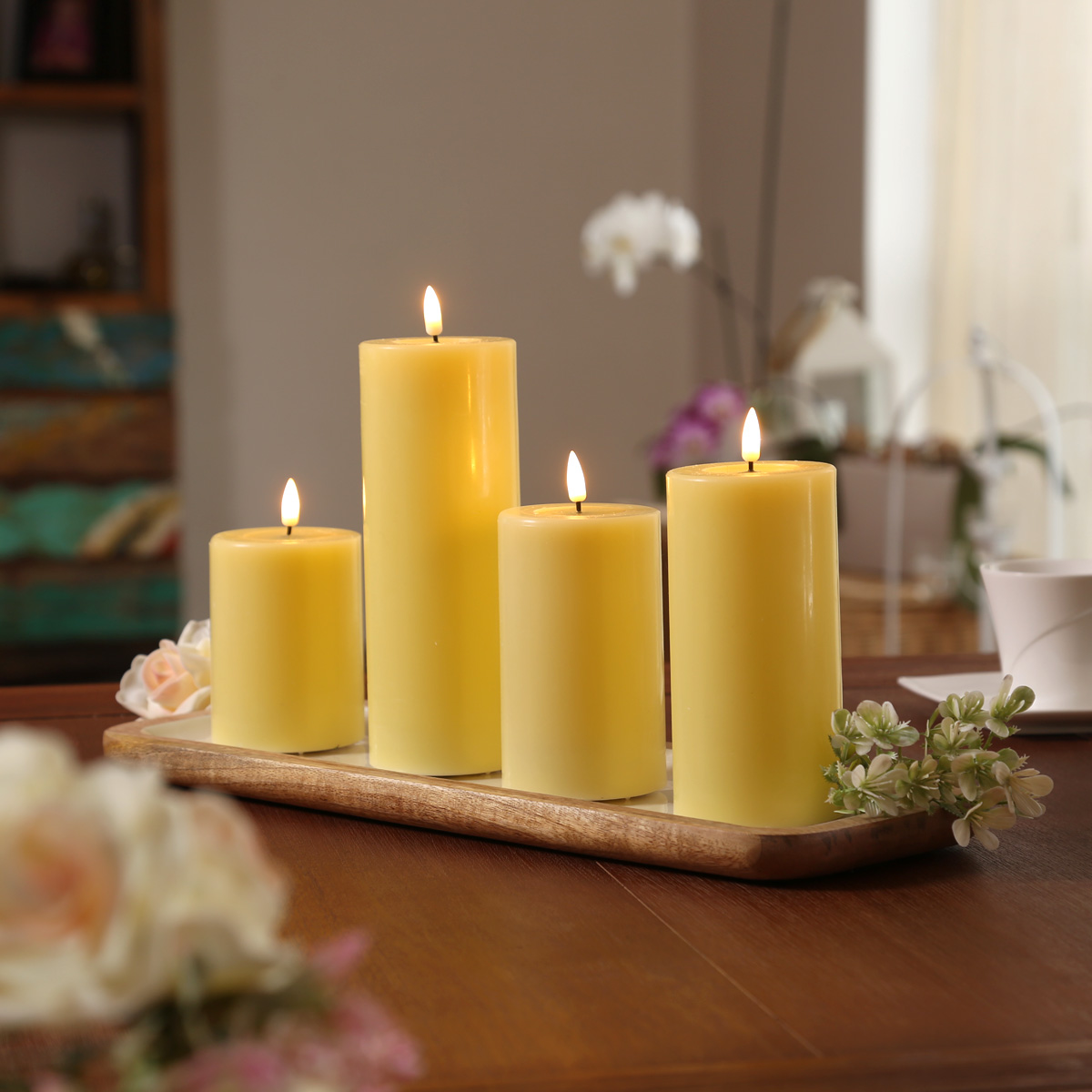 LED Stumpenkerze MIA - Echtwachs - realistische 3D Flamme - H: 12,5cm - Batteriebetrieb - gelb LED Stumpenkerze MIA - Echtwachs - realistische 3D Flamme - H: 12,5cm - Batteriebetrieb - gelb