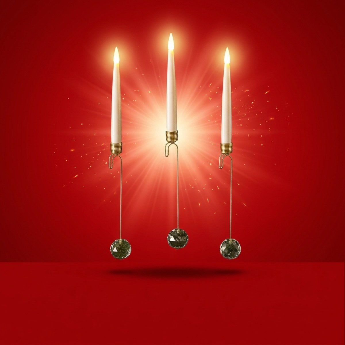 LED Baumkerzen mit goldener Halterung -  kabellos - Fernbedienung - für Innen - 10er Set