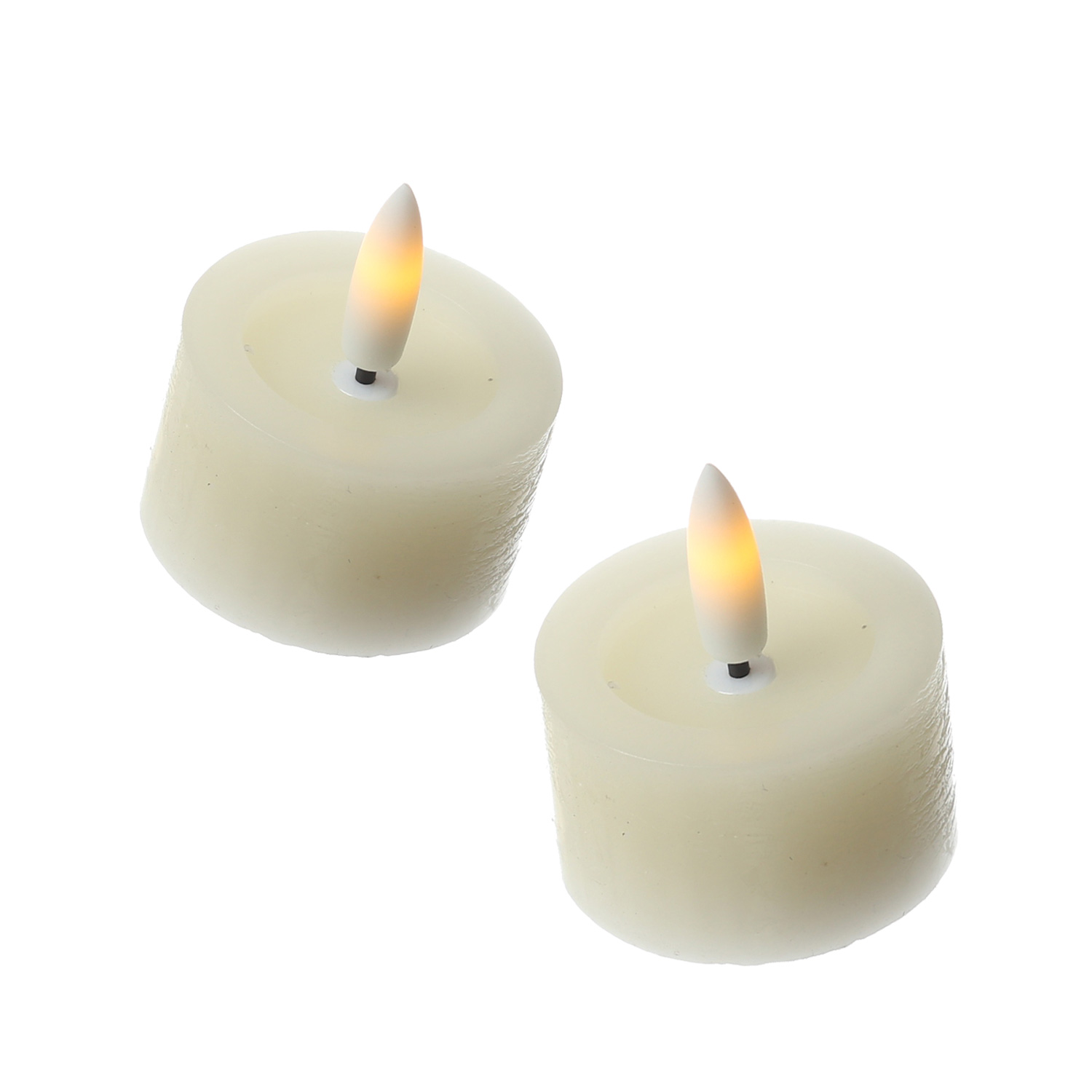 LED Teelichter LINA - Rustik-Optik - Echtwachs - Timer - mit Batterien - D: 4,5cm H: 5cm - 2St.