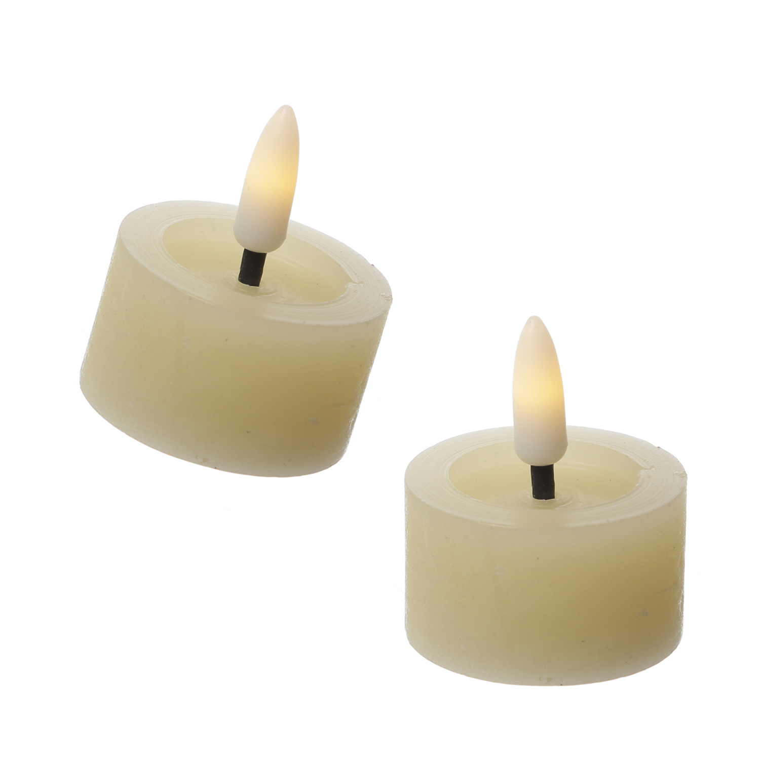 LED Teelichter LINA - Rustik-Optik - Echtwachs - Timer - mit Batterien - D: 4,4cm H: 5cm - 2St.