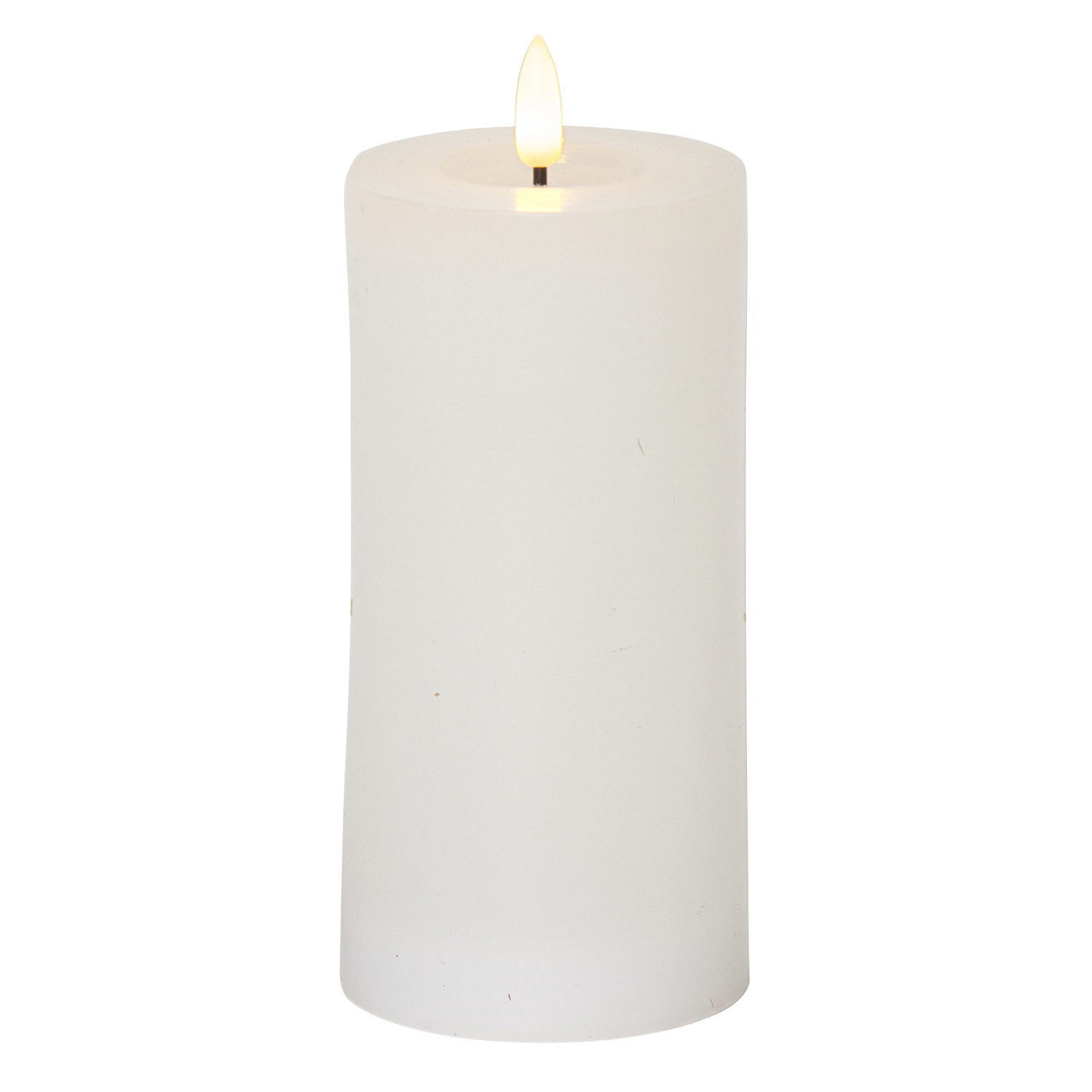 LED Stumpenkerze LINA - Echtwachs - realistische 3D Flamme - H: 17,5cm - Batterie - Timer - weiß