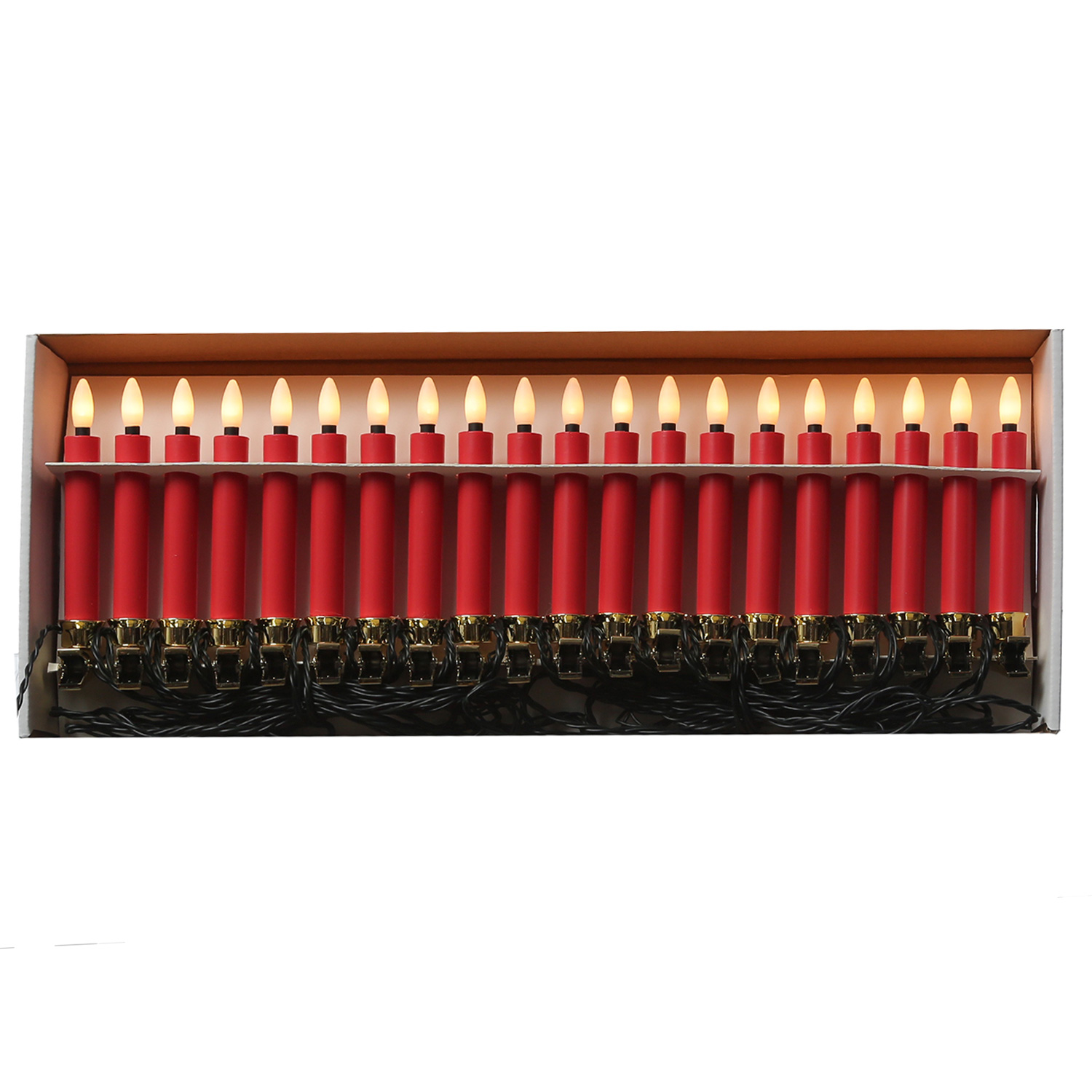 LED Kerzenlichterkette - 20 Christbaumkerzen - Weihnachtsbaumlichterkette - L: 9,5m - Innen/Außen
