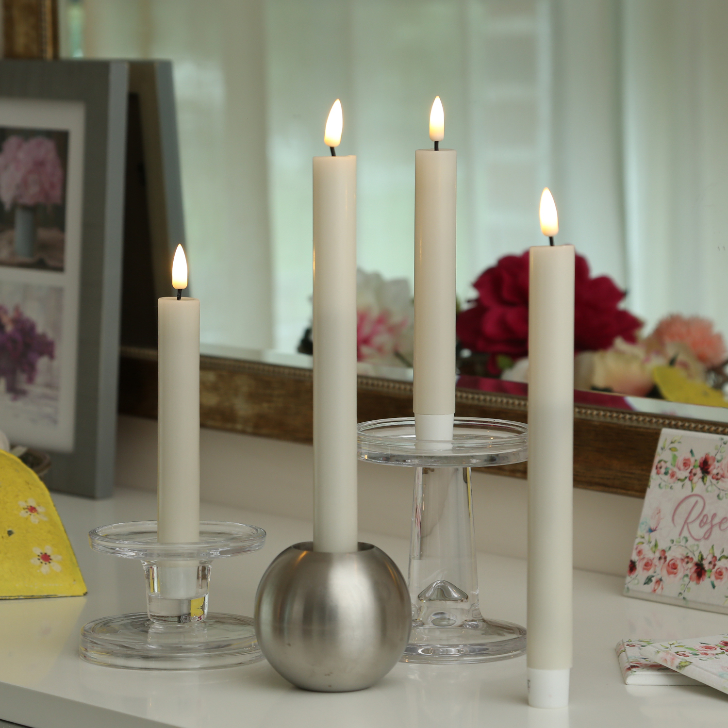 LED Stabkerzen MIA - Echtwachs - realistische 3D Flamme - H: 24cm - Batteriebetrieb - creme - 2 Stk LED Stabkerzen MIA - Echtwachs - realistische 3D Flamme - H: 24cm - Batteriebetrieb - creme - 2 Stk