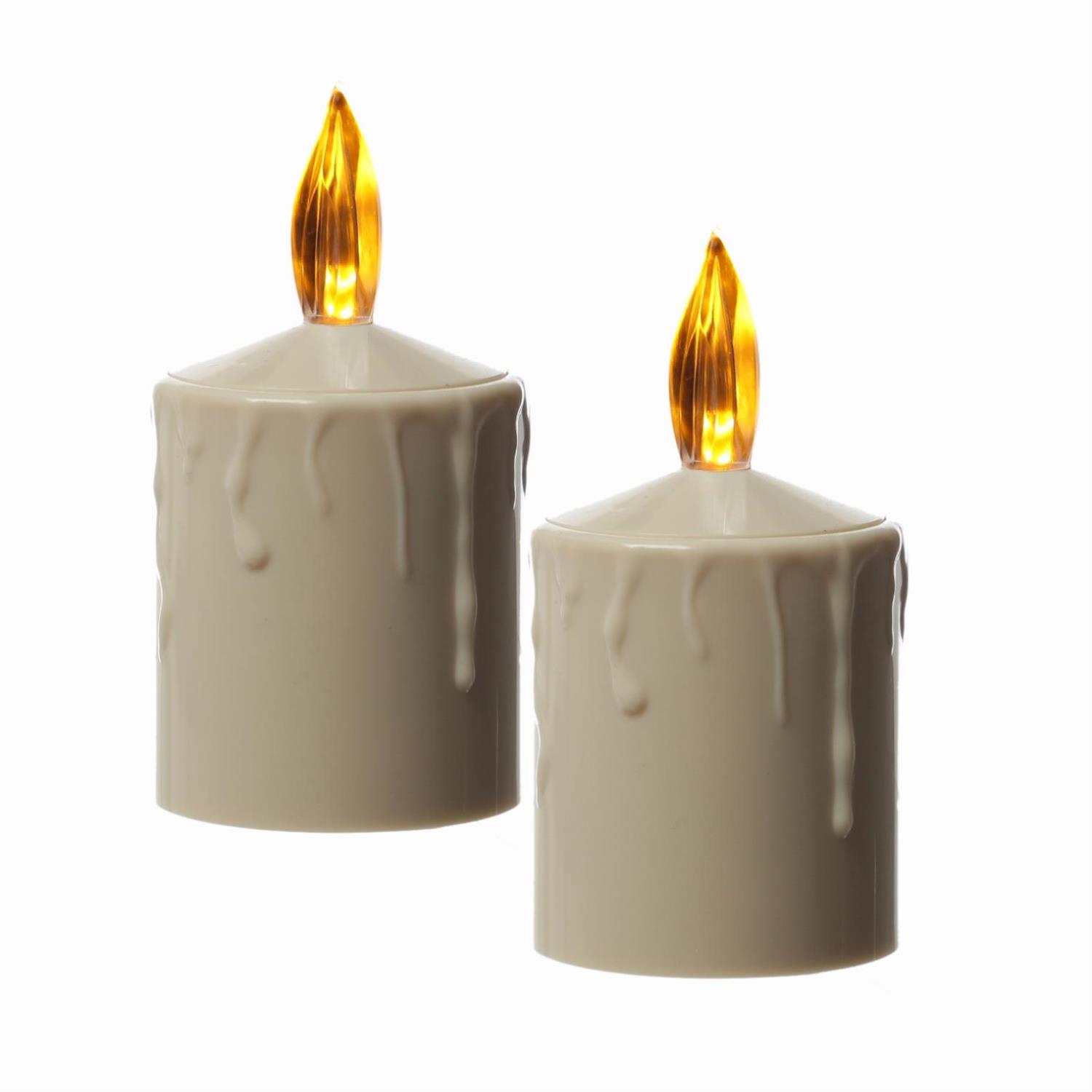 LED Kerzen - Grabkerze - Grablicht - H: 11,5cm/D: 6cm - Sensor - bis 500h - beige