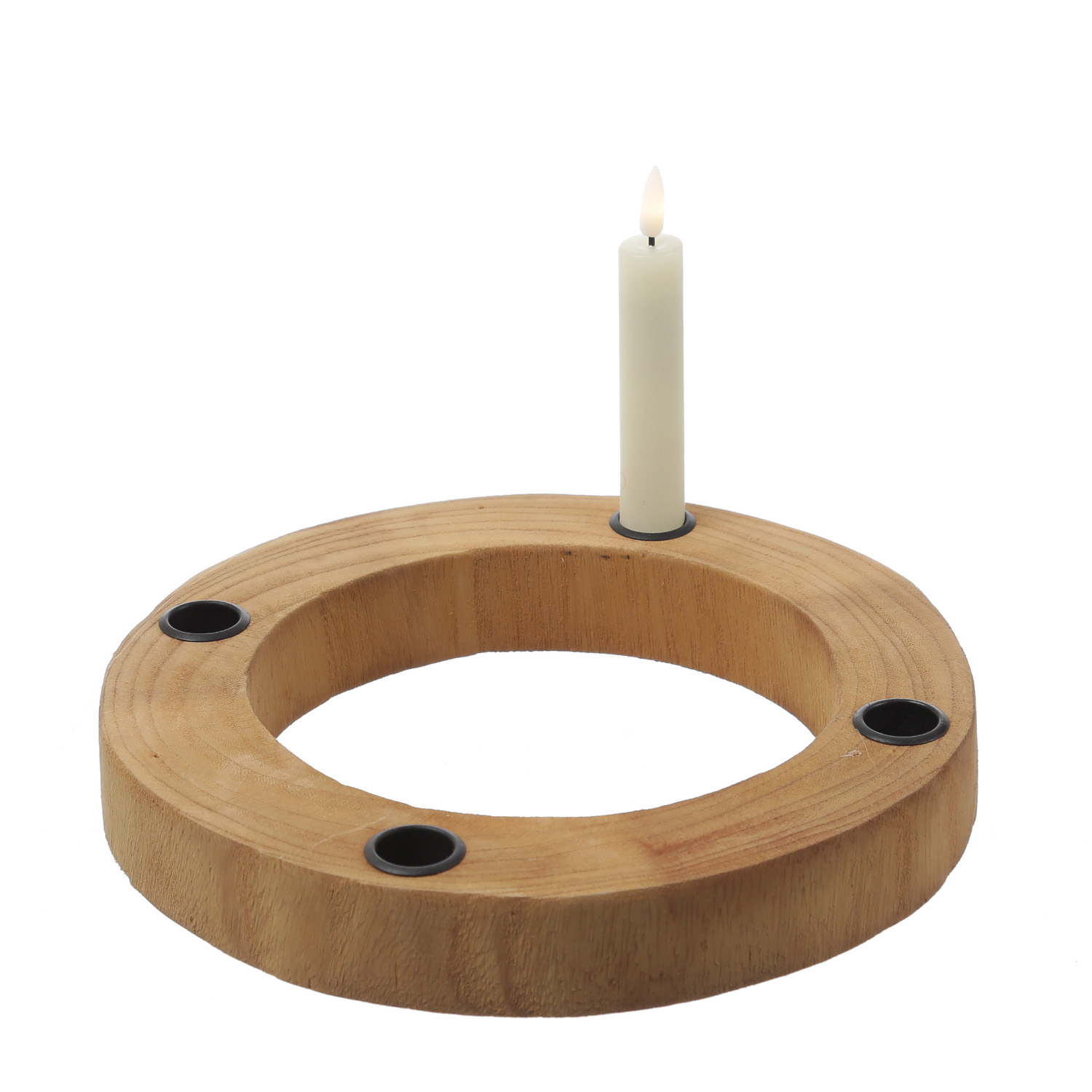 Stabkerzenhalter Adventskranz - Kerzenring für 4 Tafelkerzen - Kerzenständer - Holz - D: 27cm