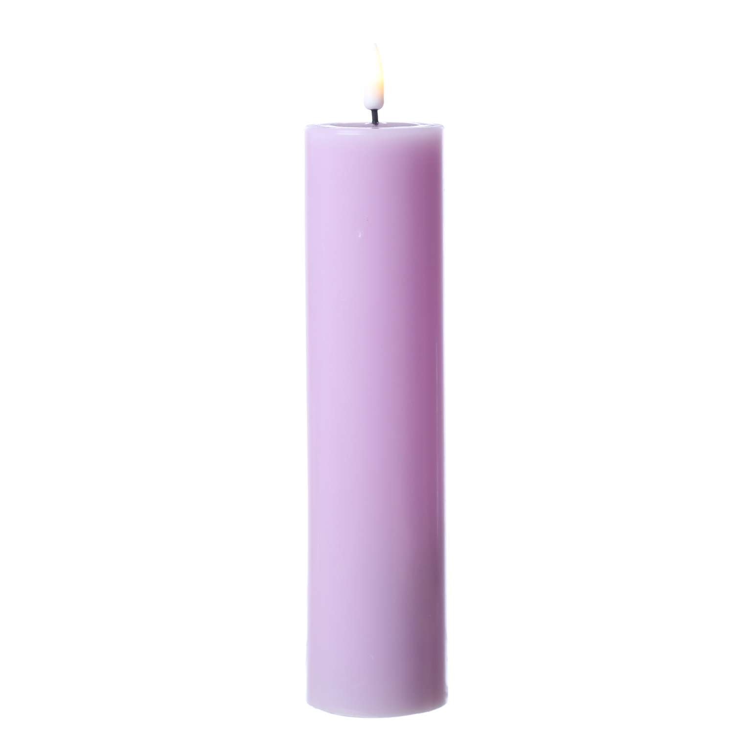 LED Stumpenkerze MIA - Echtwachs - realistische 3D Flamme - H: 20cm - D: 5cm - lavendel