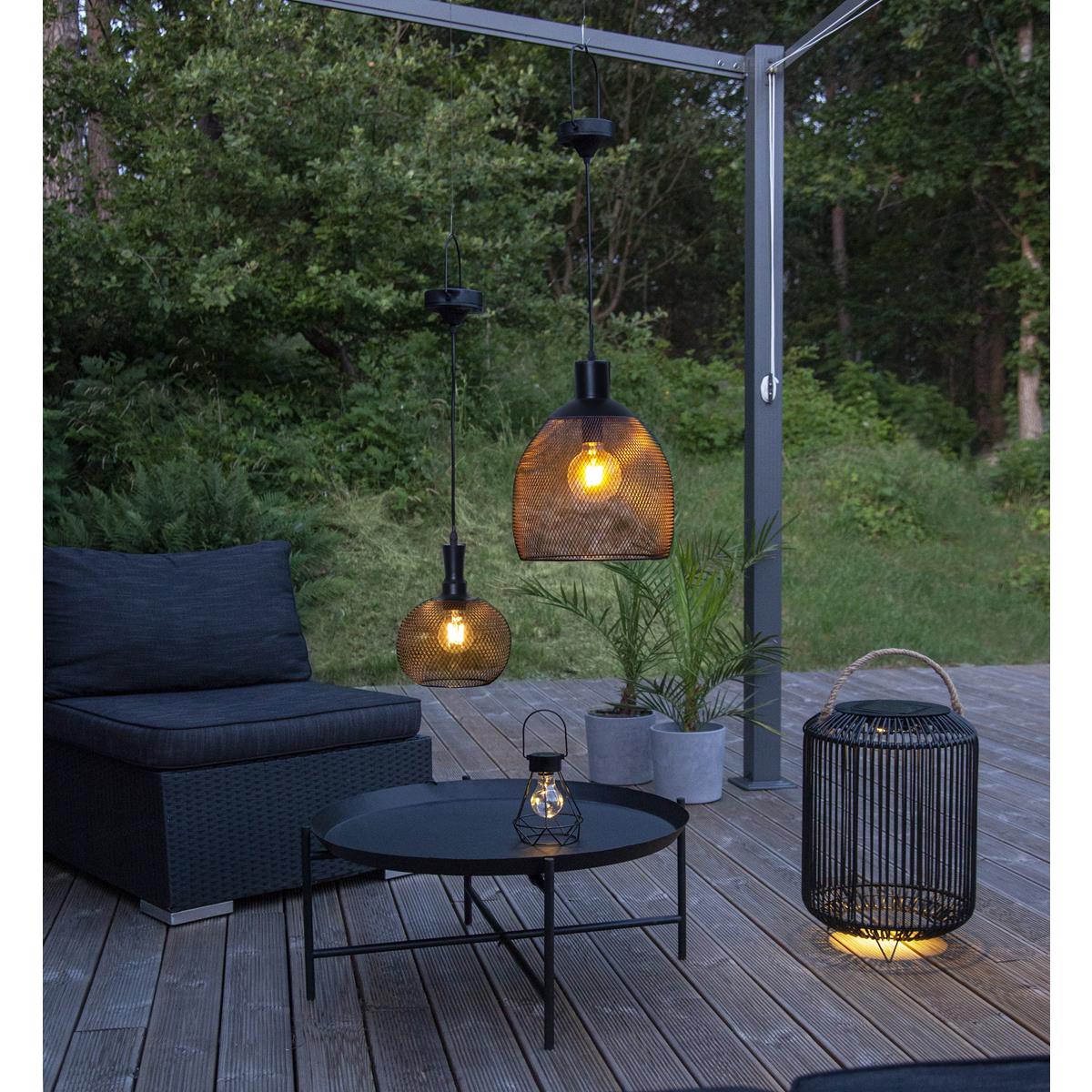 LED Solar Laterne "Eddy" - 5 warmweiße LED - H: 15,5cm - Dämmerungssensor - schwarz